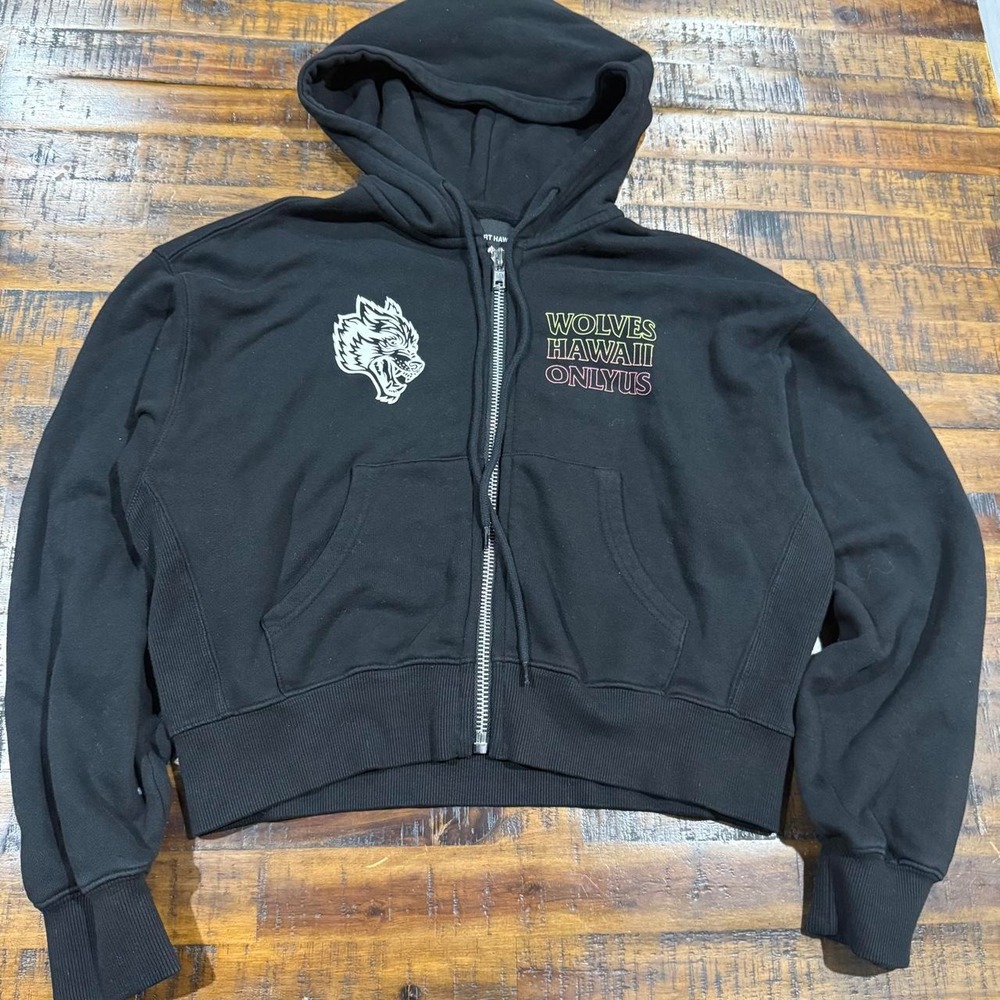 Darc Sport Hawaii Wolves Only Us Zip Up Hoodie Black Cropped Small 468/1000